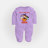 Trick Or Treat Camp Print Baby Full Body Suit  - LILAC - New Born (Chest 7.5")