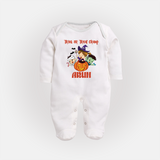 Trick Or Treat Camp Print Baby Full Body Suit  - WHITE - New Born (Chest 7.5")