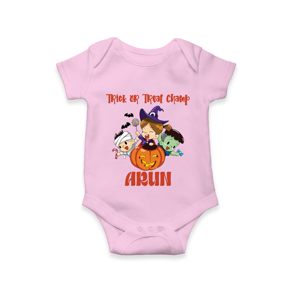 Trick Or Treat Camp Print Baby Romper   - BABY PINK - New Born (Chest 14")