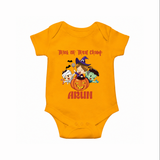 Trick Or Treat Camp Print Baby Romper   - CHROME YELLOW - New Born (Chest 14")