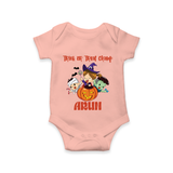 Trick Or Treat Camp Print Baby Romper   - PEACH - New Born (Chest 14")