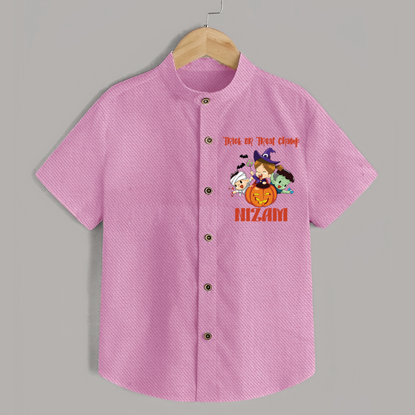 Trick or Treat Champ Shirt | Custom Baby Shirt for Little Halloween Stars - BABY PINK - 0 - 6 Months Old (Chest 23")
