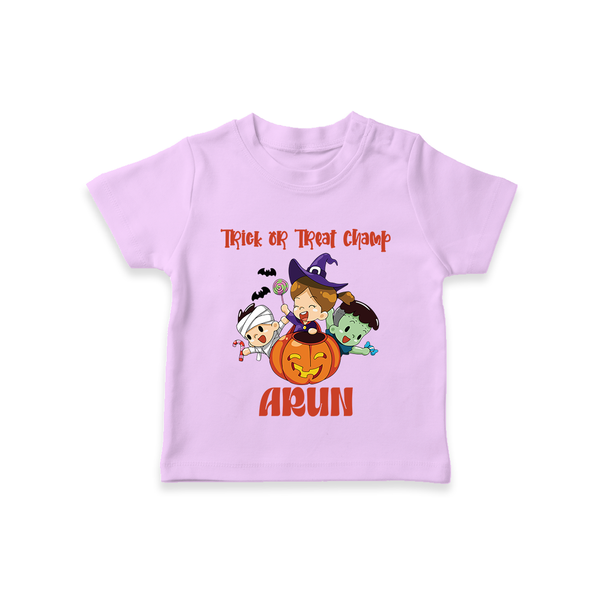 Trick Or Treat Camp Print Baby Tshirt  - LILAC - 0-5 Months Old (Chest 17")
