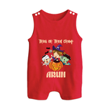 Trick Or Treat Camp Print Baby Button Romper  - RED - New Born (Chest 18")