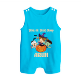Trick Or Treat Camp Print Baby Button Romper  - SKY BLUE - New Born (Chest 18")