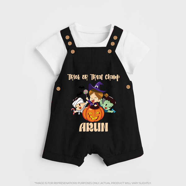 Trick Or Treat Camp Print Baby Dungaree  - BLACK - 0 - 5 Months Old (Chest 18")