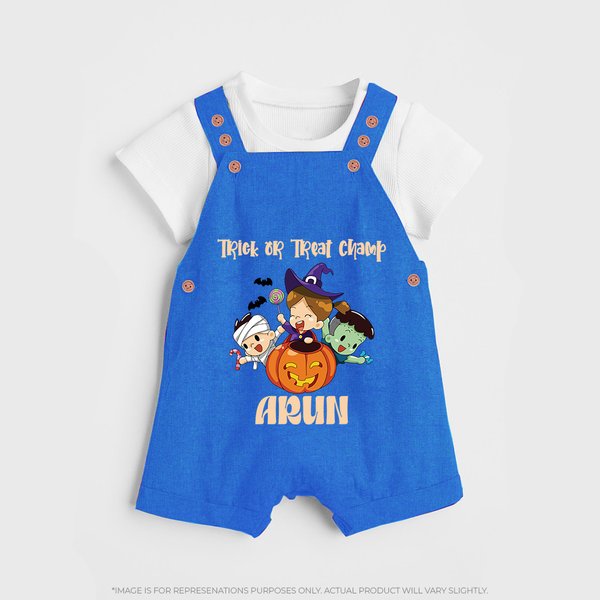 Trick Or Treat Camp Print Baby Dungaree  - COBALT BLUE - 0 - 5 Months Old (Chest 18")