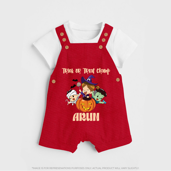 Trick Or Treat Camp Print Baby Dungaree  - RED - 0 - 5 Months Old (Chest 18")