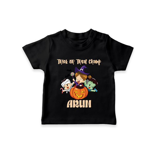 Trick Or Treat Camp Print Baby Tshirt  - BLACK - 0-5 Months Old (Chest 17")