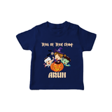 Trick Or Treat Camp Print Baby Tshirt  - NAVY BLUE - 0-5 Months Old (Chest 17")