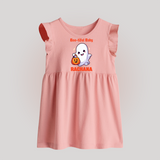 Boo-tiful Ghost Print Baby Baby Frock  - BABY PINK - 0 - 3 Months Old (Chest 17")