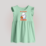 Boo-tiful Ghost Print Baby Baby Frock  - MINT GREEN - 0 - 3 Months Old (Chest 17")
