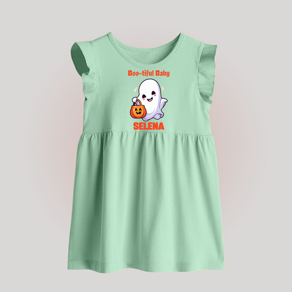Boo-tiful Baby Frock | Personalized Baby Frock for Spooky Celebration - MINT GREEN - 0 - 3 Months Old (Chest 17")