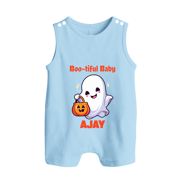 Boo-tiful Baby Romper Suit | Personalized Baby Romper Suit for Spooky Celebration - BABY BLUE - 0 - 5 Months Old (Chest 18")