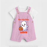 Boo-tiful Ghost Print Baby Dungaree  - BABY PINK - 0 - 5 Months Old (Chest 18")