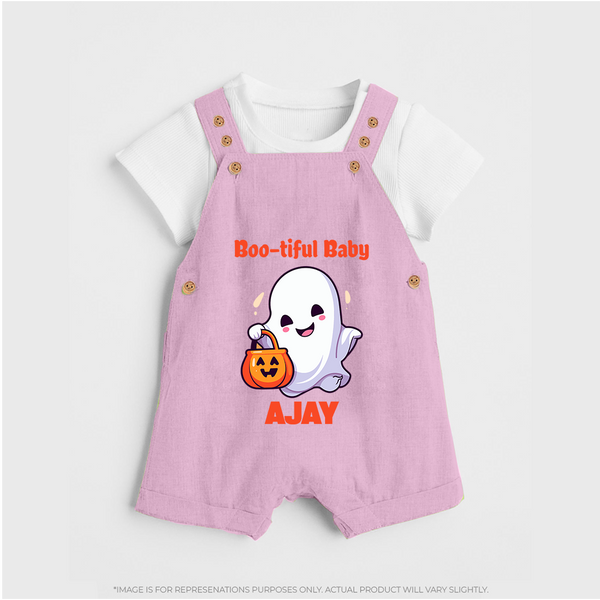 Boo-tiful Baby Dungaree Set | Personalized Baby Dungaree Set for Spooky Celebration - BABY PINK - 0 - 5 Months Old (Chest 18")