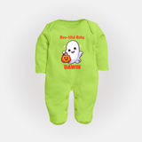 Boo-tiful Ghost Print Baby Full Body Suit  - LIME GREEN - New Born (Chest 7.5")