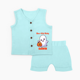 Boo-tiful Ghost Print Baby Jabla Set  - BABY BLUE - 0 - 3 Months Old (Chest 9.8")