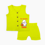 Boo-tiful Ghost Print Baby Jabla Set  - LIME GREEN - 0 - 3 Months Old (Chest 9.8")