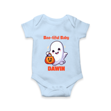 Boo-tiful Ghost Print Baby Romper   - BABY BLUE - New Born (Chest 14")