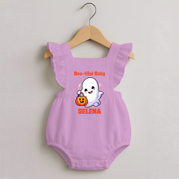 Boo-tiful Baby Romper Frock | Personalized Baby Romper Frock for Spooky Celebration - BABY PINK - 0 - 3 Months Old (Chest 19")