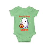 Boo-tiful Ghost Print Baby Romper   - GREEN - New Born (Chest 14")