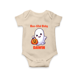Boo-tiful Ghost Print Baby Romper   - IVORY - New Born (Chest 14")