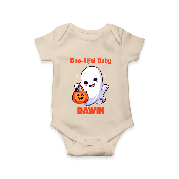 Boo-tiful Ghost Print Baby Romper   - IVORY - New Born (Chest 14")