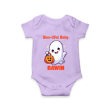 Boo-tiful Ghost Print Baby Romper   - LILAC - New Born (Chest 14")
