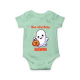 Boo-tiful Ghost Print Baby Romper   - MINT GREEN - New Born (Chest 14")