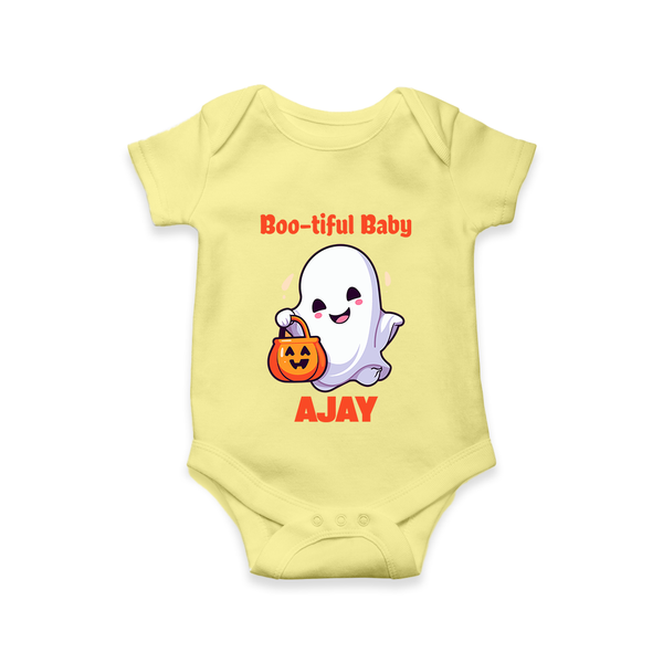Boo-tiful Baby Romper | Personalized Baby Romper for Spooky Celebration - PASTEL YELLOW - New Born (Chest 14")
