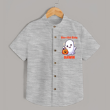 Boo-tiful Ghost Print Baby Kids Shirt  - GREY - 0 - 6 Months Old (Chest 23")