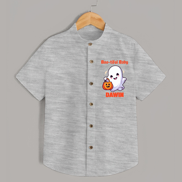 Boo-tiful Ghost Print Baby Kids Shirt  - GREY - 0 - 6 Months Old (Chest 23")