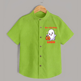 Boo-tiful Ghost Print Baby Kids Shirt  - LIME GREEN - 0 - 6 Months Old (Chest 23")