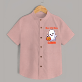 Boo-tiful Ghost Print Baby Kids Shirt  - PEACH - 0 - 6 Months Old (Chest 23")