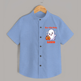 Boo-tiful Ghost Print Baby Kids Shirt  - SKY BLUE - 0 - 6 Months Old (Chest 23")