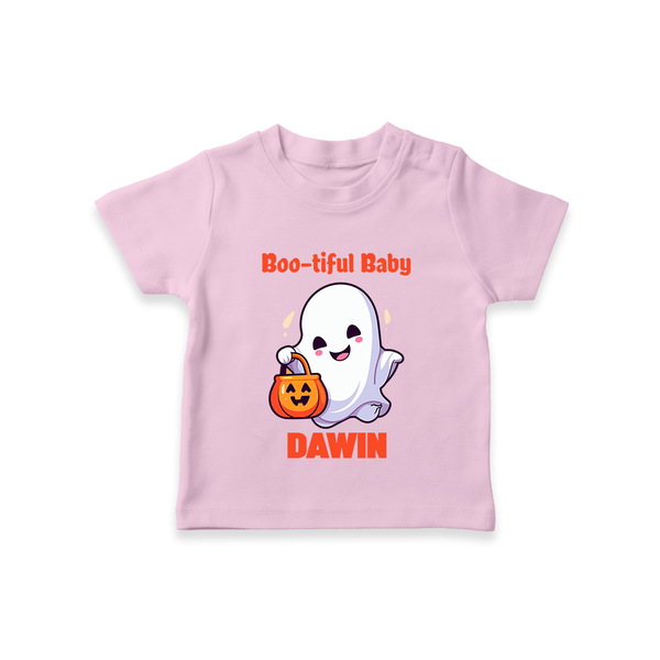 Boo-tiful Ghost Print Baby Tshirt  - BABY PINK - 0-5 Months Old (Chest 17")
