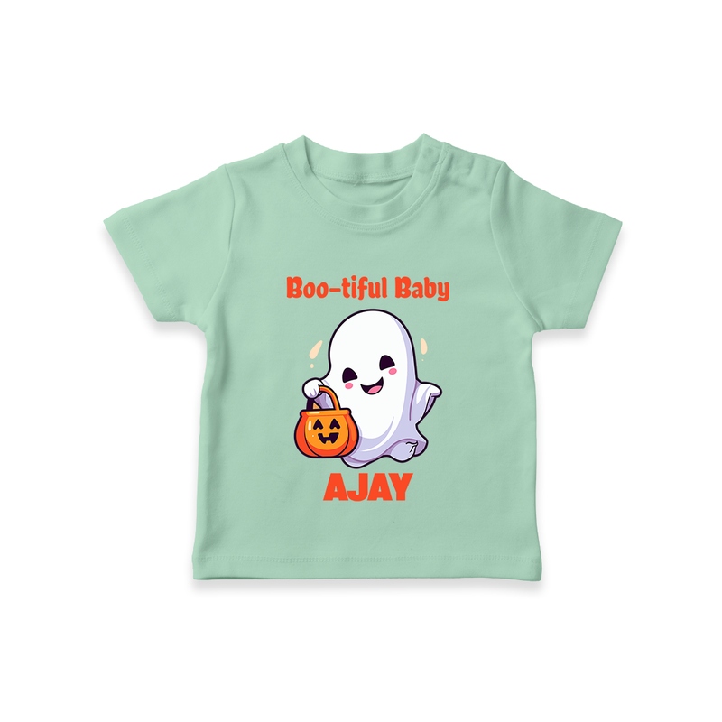 Boo-tiful Baby Tshirt | Personalized Baby Tshirt for Spooky Celebration - MINT GREEN - 0-5 Months Old (Chest 17")
