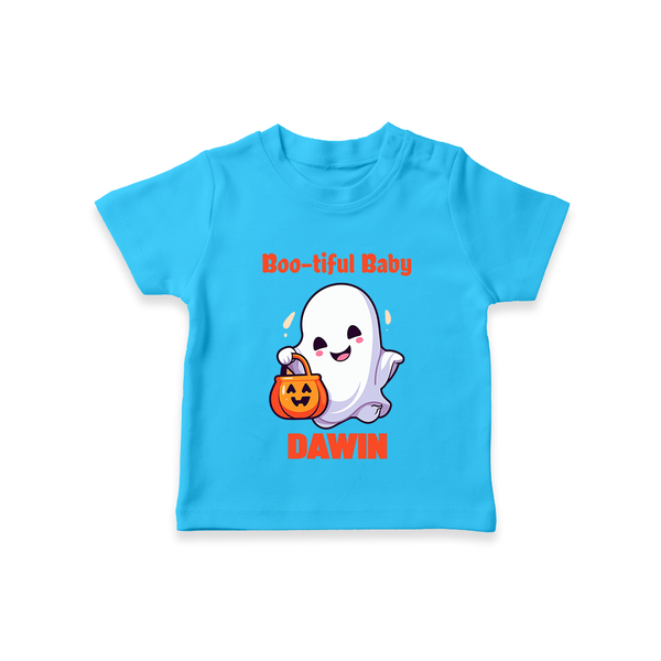 Boo-tiful Ghost Print Baby Tshirt  - SKY BLUE - 0-5 Months Old (Chest 17")
