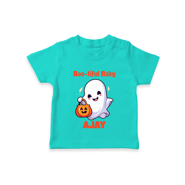 Boo-tiful Baby Tshirt | Personalized Baby Tshirt for Spooky Celebration - TEAL - 0-5 Months Old (Chest 17")