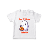 Boo-tiful Ghost Print Baby Tshirt  - WHITE - 0-5 Months Old (Chest 17")
