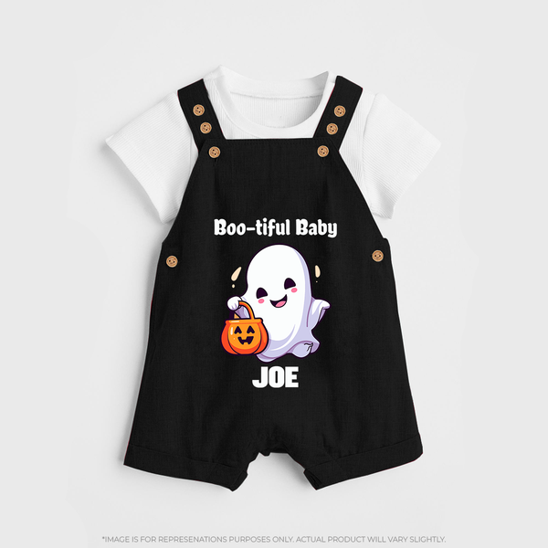Boo-tiful Baby Dungaree Set | Personalized Baby Dungaree Set for Spooky Celebration - BLACK - 0 - 5 Months Old (Chest 18")