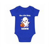 Boo-tiful Ghost Print Baby Romper   - COBALT BLUE - New Born (Chest 14")