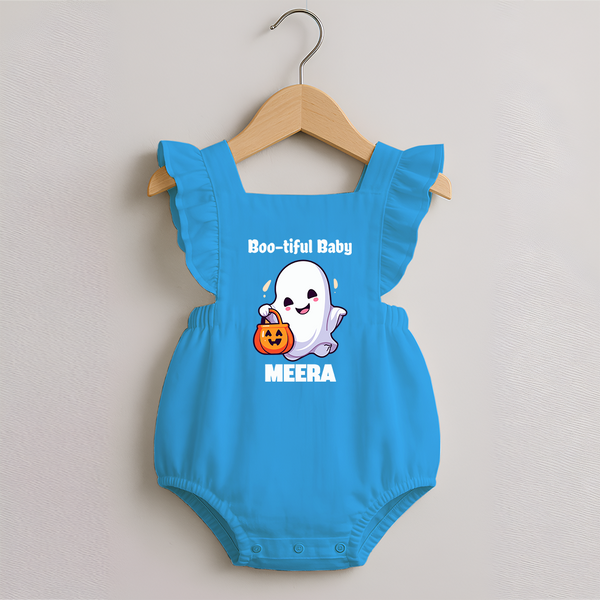 Boo-tiful Baby Romper Frock | Personalized Baby Romper Frock for Spooky Celebration - SKY BLUE - 0 - 3 Months Old (Chest 19")