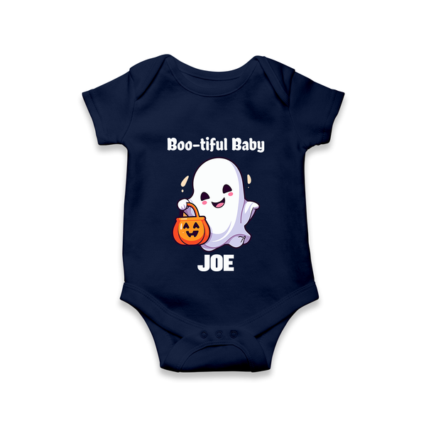 Boo-tiful Baby Romper | Personalized Baby Romper for Spooky Celebration - NAVY BLUE - New Born (Chest 14")