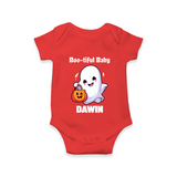Boo-tiful Ghost Print Baby Romper   - RED - New Born (Chest 14")