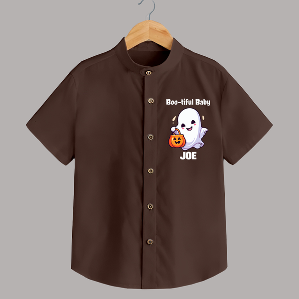 Boo-tiful Baby Shirt | Personalized Baby Shirt for Spooky Celebration - CHOCOLATE BROWN - 0 - 6 Months Old (Chest 23")