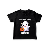 Boo-tiful Ghost Print Baby Tshirt  - BLACK - 0-5 Months Old (Chest 17")