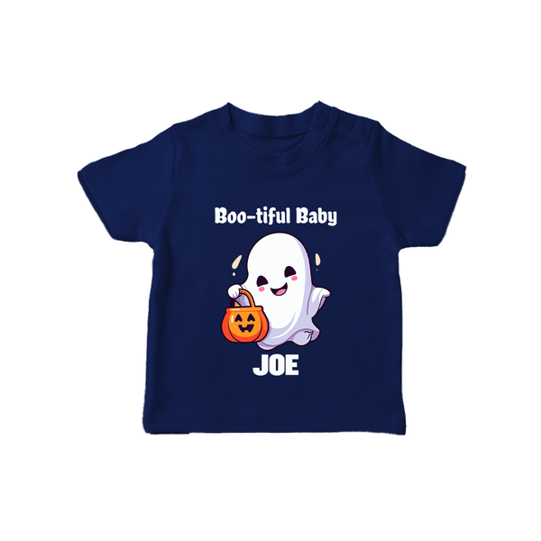 Boo-tiful Baby Tshirt | Personalized Baby Tshirt for Spooky Celebration - NAVY BLUE - 0-5 Months Old (Chest 17")