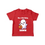 Boo-tiful Ghost Print Baby Tshirt  - RED - 0-5 Months Old (Chest 17")